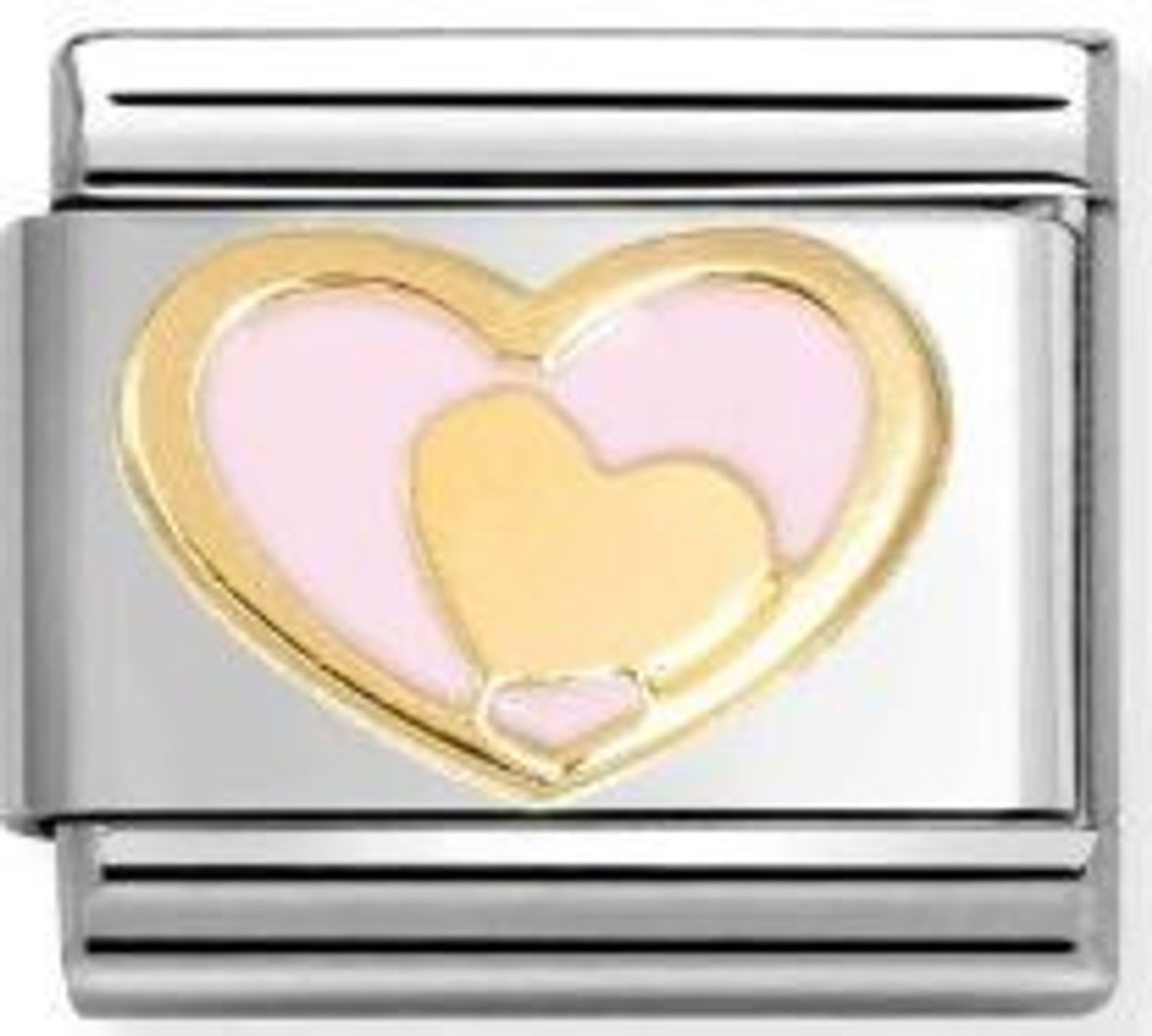 Charms Nomination Link 18K zawieszka złoto  Różowe serce ze złotym sercem  030283 30.jpg